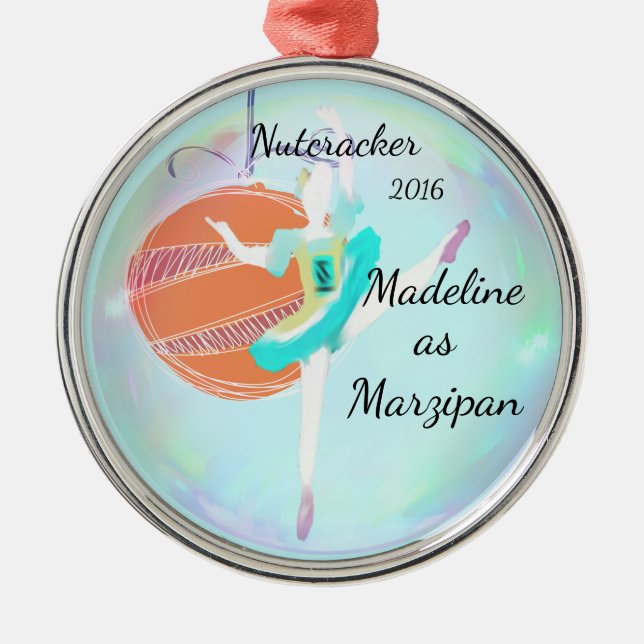 Personalisierte Nussknacker-Verzierung - Marzipan Silbernes Ornament (Vorne)