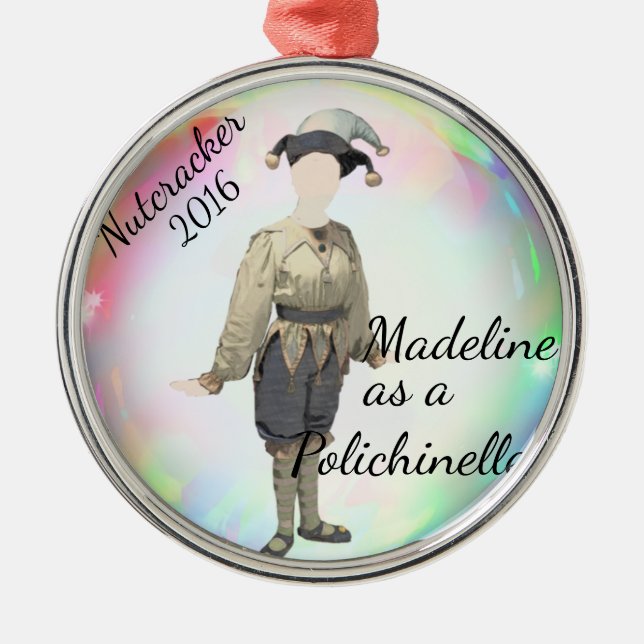 Personalisierte Nussknacker-Verzierung Silbernes Ornament (Vorne)