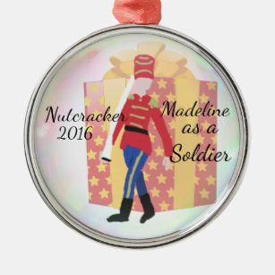 Personalisierte Nussknacker-Verzierung - Soldat Silbernes Ornament