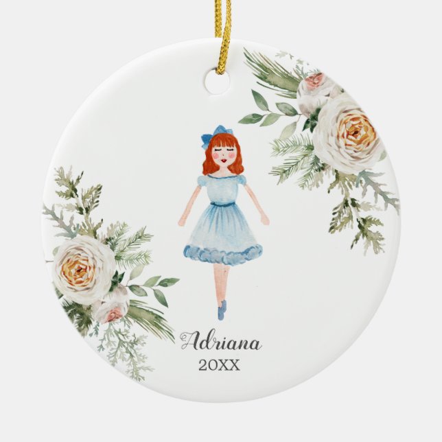 Personalisierte Nutcracker-Ornament Girl Keramik Ornament (Vorne)