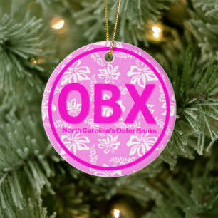 Personalisierte OBX Außenbänke NC Strand Pink Flor Keramik Ornament