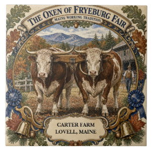 Personalisierte Ochsen von Fryeburg Fair Maine Fliese