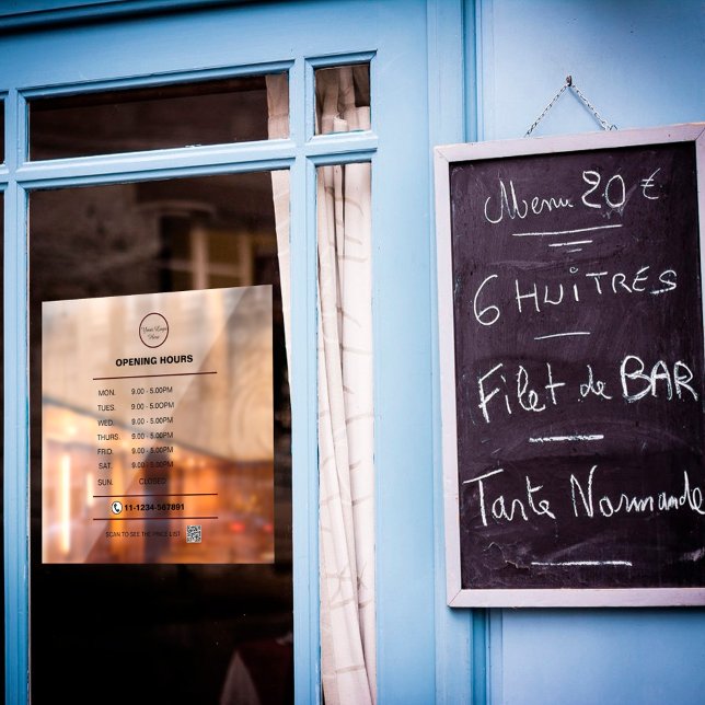 Personalisierte Öffnungszeiten Fensteraufkleber (Von Creator hochgeladen)