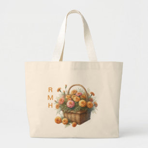 Personalisierte Oktober-Ringelblumen-Tasche Jumbo Stoffbeutel