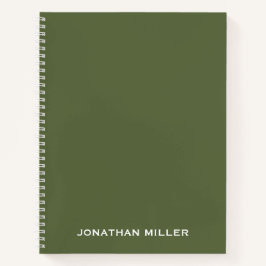 Personalisierte Olive Green Classic Typografie Notizbuch