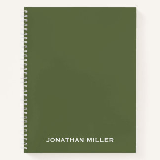 Personalisierte Olive Green Classic Typografie Notizbuch