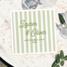 Personalisierte Oliven-Hochzeits-Napkins mit Strei