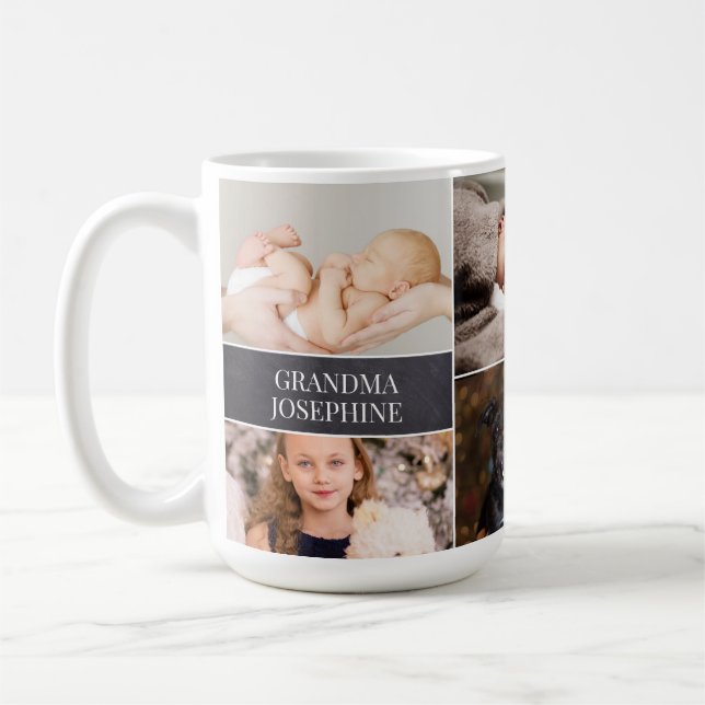 Personalisierte Oma Name FotoCollage Kaffeetasse (Links)