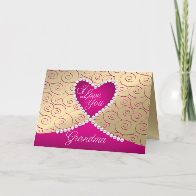 Personalisierte Oma Pearls Valentine Card Feiertagskarte (Vorderseite)