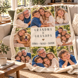 Personalisierte Oma- und Opa-Fotocollage Fleecedecke