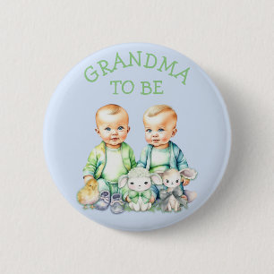 Personalisierte Oma zu Twins Baby Dusche Button