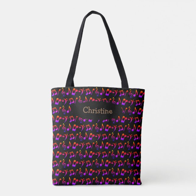Personalisierte Ombre Music Tote Bag (Dark) Tasche (Rückseite)