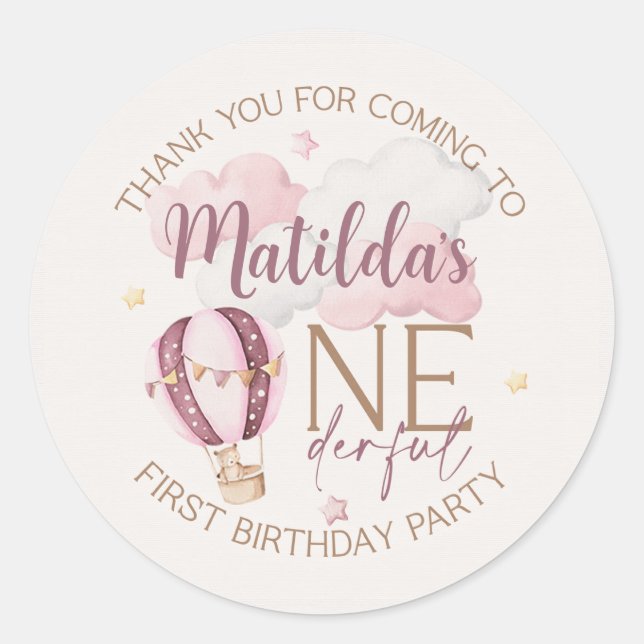Personalisierte ONEderful First Birthday Stickers (Vorderseite)