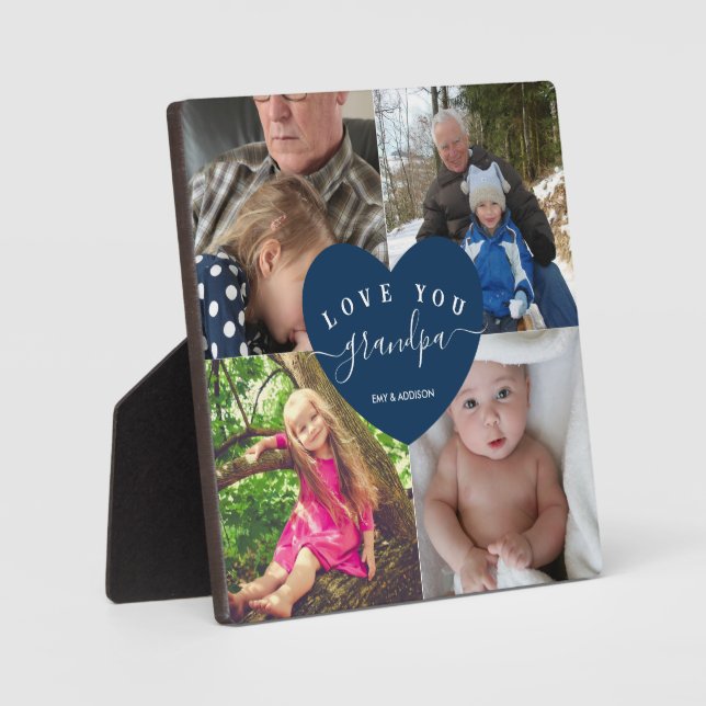 Personalisierte Opa-Geschenke Familienfoto-Collage Fotoplatte (Vorderseite)