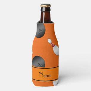 Personalisierte orange Bowlingsball-NamensButtone Flaschenkühler
