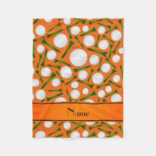 Personalisierte orange Golfball-NamensT-Shirts Fleecedecke
