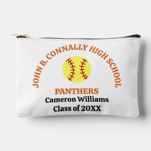 Personalisierte Orange High School Softballspieler Zubehörtasche