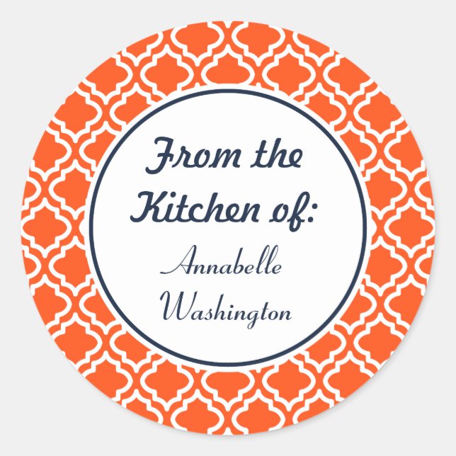 Personalisierte Orange Kitchen Stickers (Vorderseite)