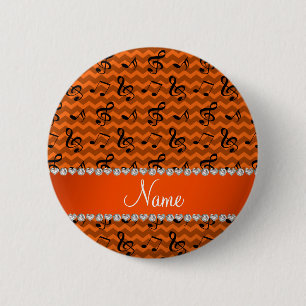 Personalisierte orange Musiknotennamenssparren Button