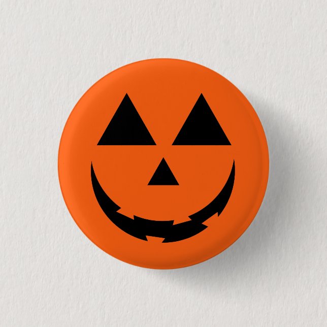 PERSONALISIERTE ORANGE PUMPKIN-GESICHT HALLOWEEN BUTTON (Vorderseite)