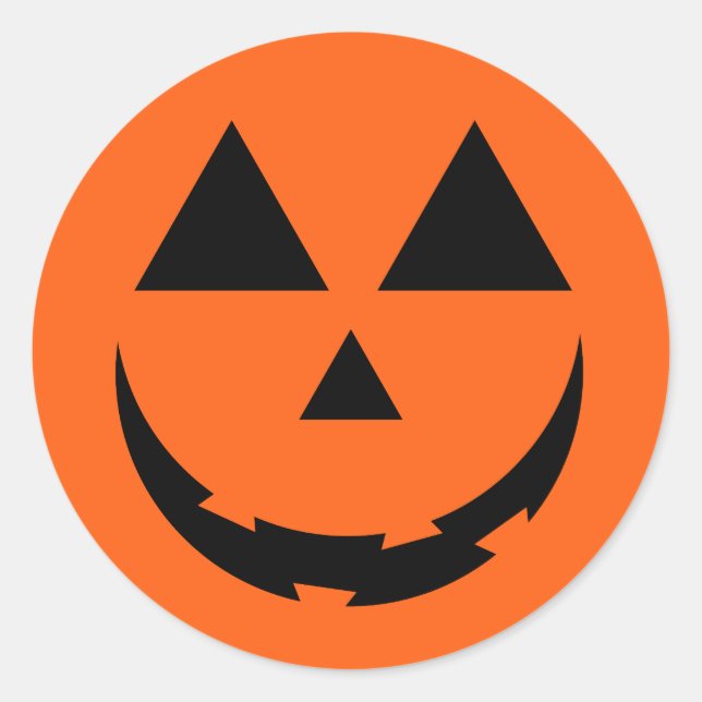 PERSONALISIERTE ORANGE PUMPKIN-GESICHT HALLOWEEN RUNDER AUFKLEBER (Vorderseite)