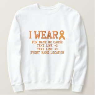 Personalisierte Orange Ribbon Awareness Stickerei Besticktes Sweatshirt