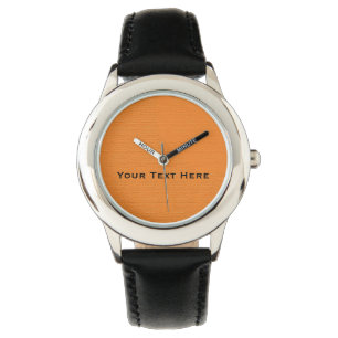Personalisierte orange-schwarze Armbanduhr für Kin
