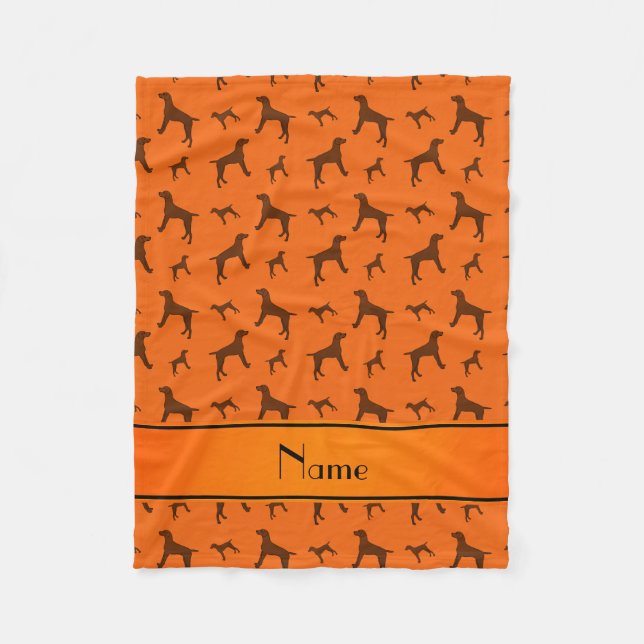 Personalisierte orange Vizsla Namenshunde Fleecedecke (Vorderseite)