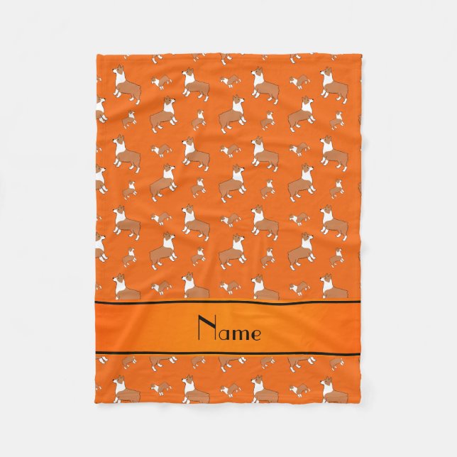 Personalisierte orange Walisercorgi Fleecedecke (Vorderseite)