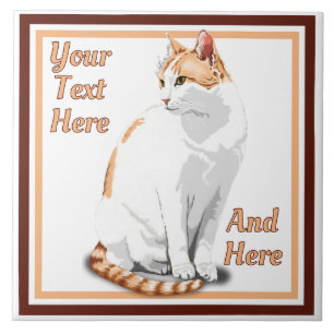 Personalisierte Orange-Weiße Katze Ginger Fliese