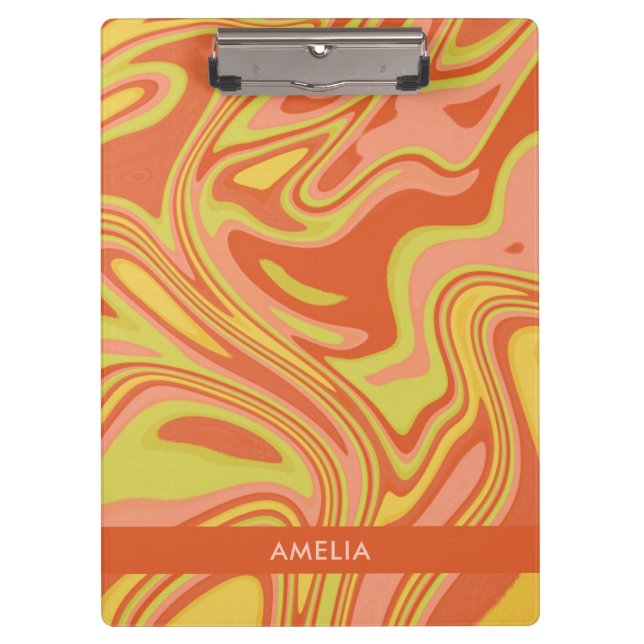 Personalisierte Orangefarbene Aquarellwand Klemmbrett (Vorderseite)