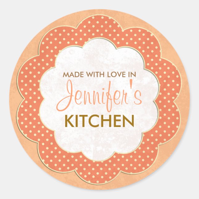 Personalisierte Orangefarbene Dot Canning Stickers (Vorderseite)