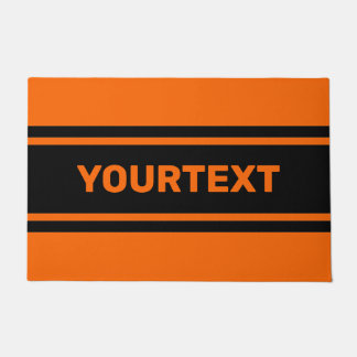 Personalisierte Orangefarbene schwarze Streifen Do Fußmatte