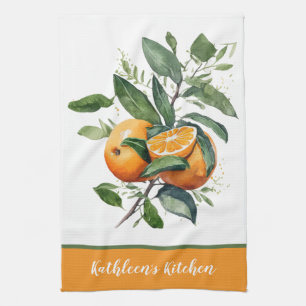Personalisierte Orangen Obst Grünpflanzen Geschirrtuch