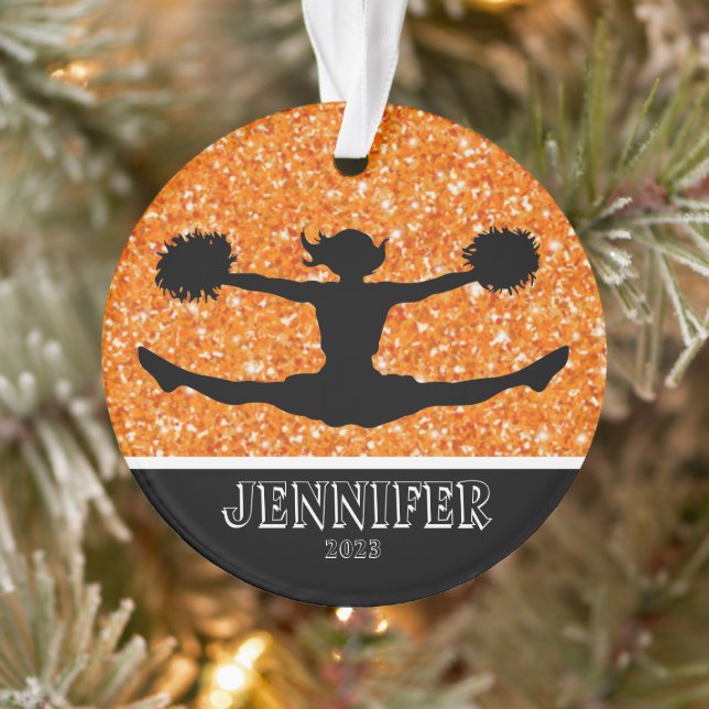 Personalisierte Orangen- und Schwarzkopfdekoration Ornament (Baum)