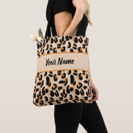 Personalisierte Orangen- und Schwarzleopardrucktas Tasche