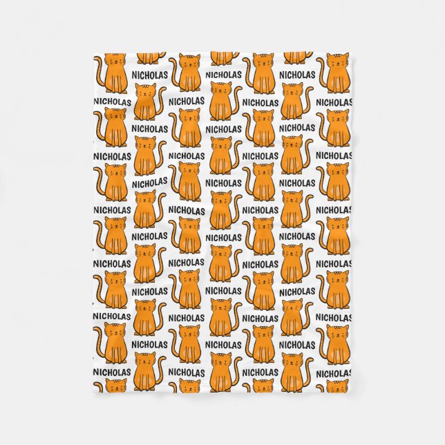 PERSONALISIERTE Orangenkatzenkinder Blanken Fleecedecke (Vorderseite)