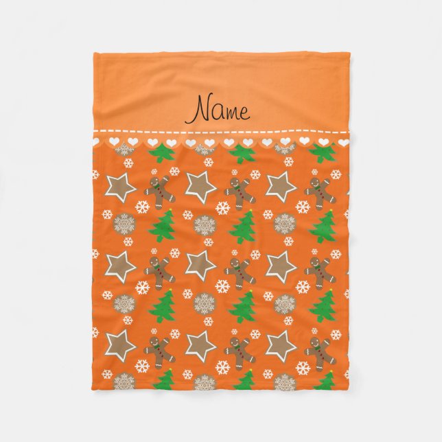 Personalisierte Orangenweihnachtskekse Fleecedecke (Vorderseite)