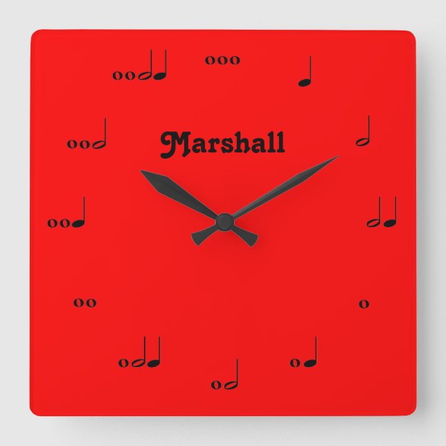 Personalisierte Original-Musiknote-Uhr Quadratische Wanduhr (Vorderseite)