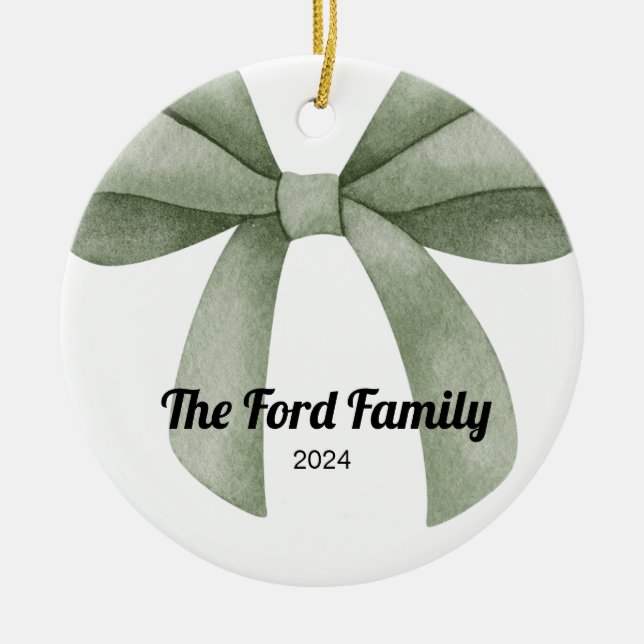 Personalisierte Ornament mit grünem Bow (Vorne)