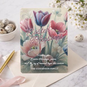 Personalisierte Oster-Segen Tulpen Blumenkarte Feiertagskarte