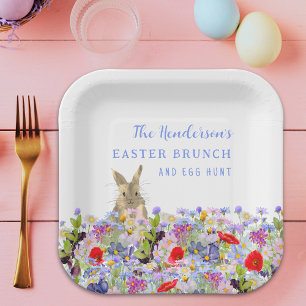 Personalisierte Osterbrunch-Ostereiersuche-Hase-Bl Pappteller