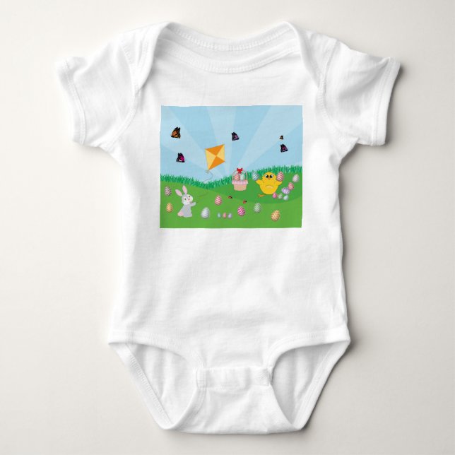 Personalisierte Ostereier Hundeschlitten Bunny Chi Baby Strampler (Vorderseite)