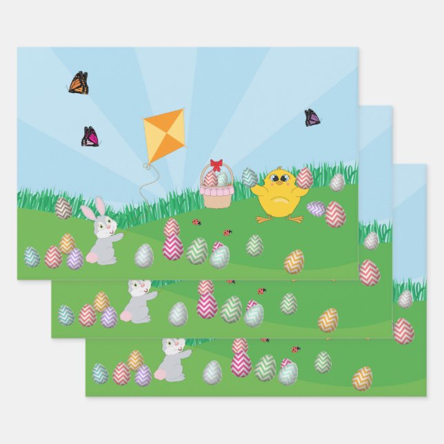 Personalisierte Ostereier Hundeschlitten Bunny Chi Geschenkpapier Set (Set)