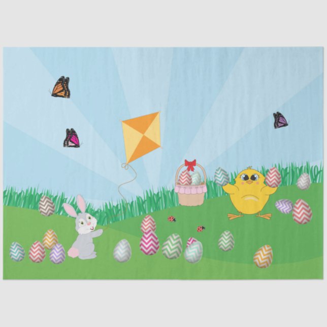 Personalisierte Ostereier Hundeschlitten Bunny Chi Seidenpapier (Vorderseite)