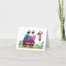 Personalisierte Osterkarte - Whimsikmaus und Vögel