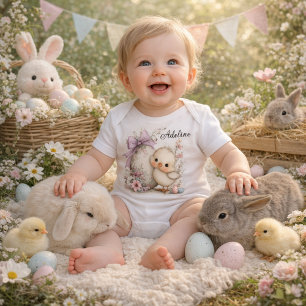 Personalisierte Osterküken-Illustration Baby Strampler