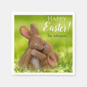 Personalisierte Ostern-Servietten mit süßen Hasen Serviette