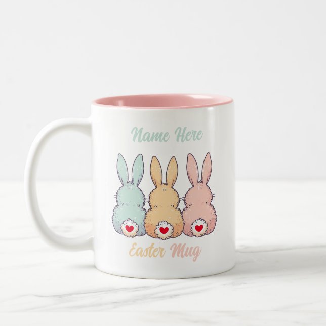 Personalisierte OsterTasse Zweifarbige Tasse (Links)