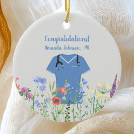 Personalisierte PA Arzt Assistenzärztin Blue Scrub Keramik Ornament